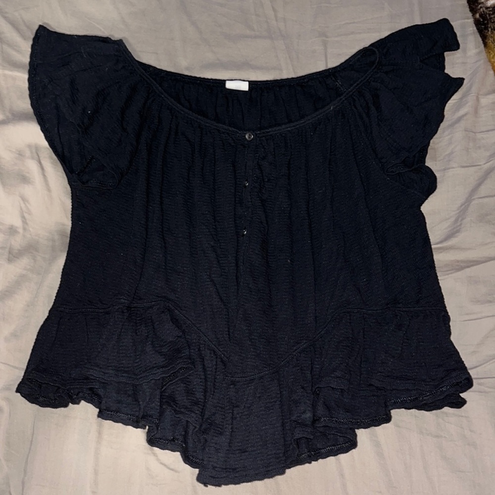 We the free M black button down blouse
